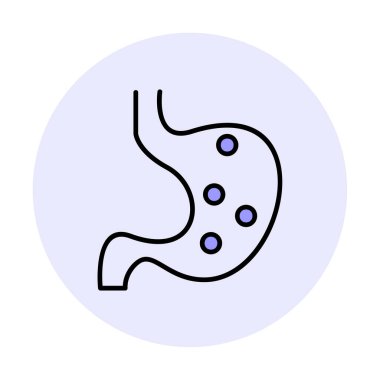 İnsan mide ikonu. Beyaz arkaplanda izole edilmiş web tasarımı için İnsan mide vektörü simgesi