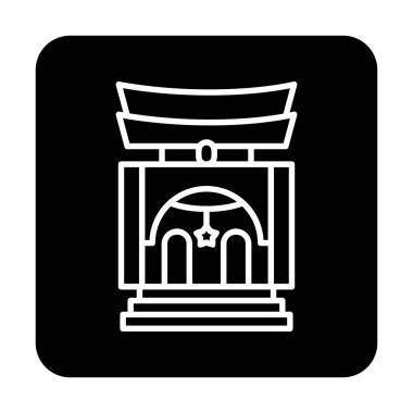 Basit antik Asya Tapınağı simgesi, vektör illüstrasyonu