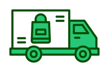 Teslimat kamyonu vektör simgesi modern basit illüstrasyon                        