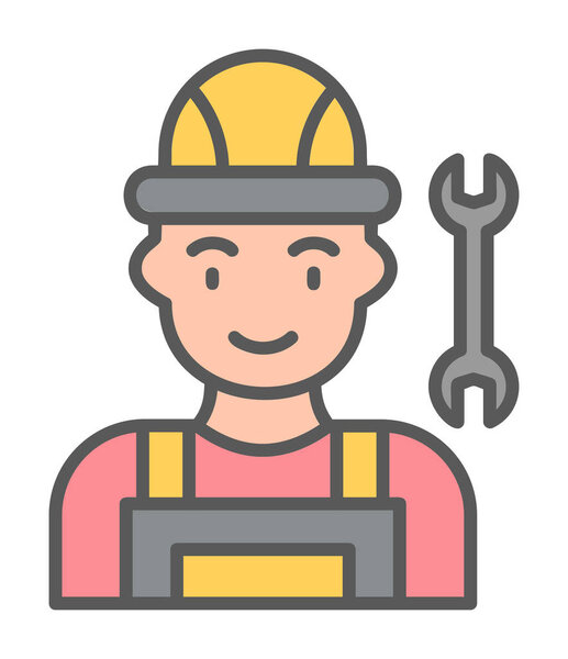Автомеханик икона человека. иллюстрация человека с векторными иконками с гаечным ключом и капотом для паутины