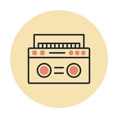 Boombox düz simgesi, vektör illüstrasyonu
