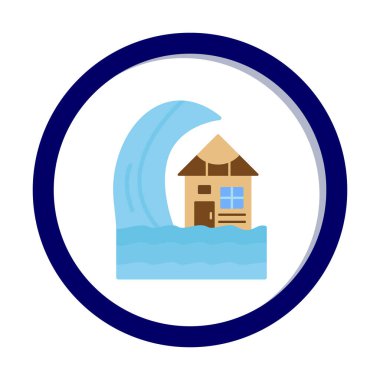 Basit tsunami simgesi, vektör illüstrasyonu