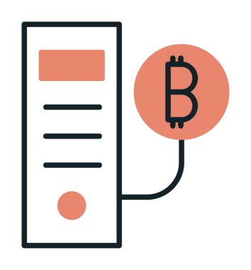 Bitcoin Madeni İşlemcisi (BTC) simgesi, vektör illüstrasyonu 