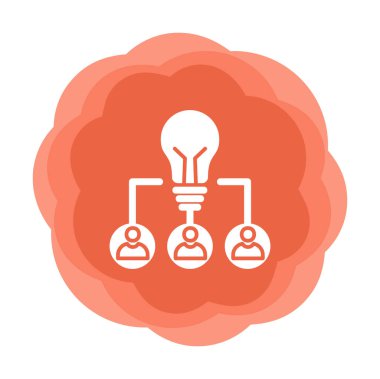 Takım Fikri, ampul ve iş dünyası ikonu, vektör illüstrasyonu