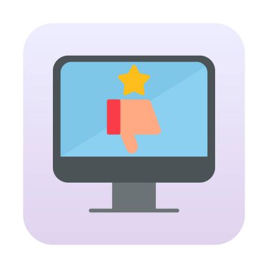 Kötü İnceleme simgesi, vektör illüstrasyonlu basit ekran