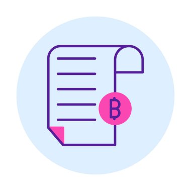 Bitcoin imzalı fatura simgesinin vektör illüstrasyonu 