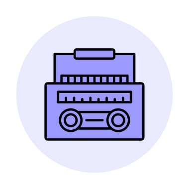 düz Radyo Cassette simgesi illüstrasyonu  