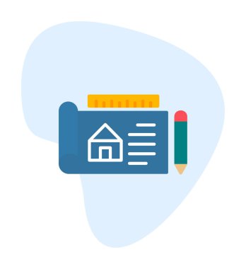 Basit Mimari Planı simgesi, vektör illüstrasyonu