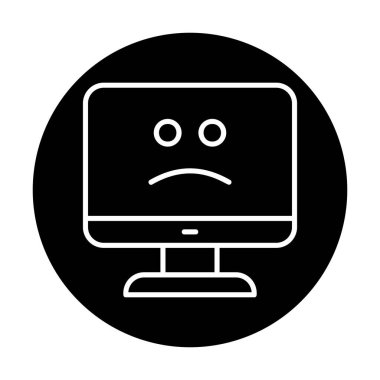 Bilgisayar simgesi üzerindeki mavi ekran, hata sembolü, illüstrasyon tasarımı, vektör grafiği 