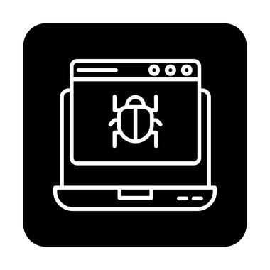 simple flat laptop computer infected by malware  icon  vector clipart
