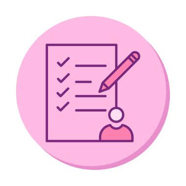 Kontrol listesi düz simgesi, vektör illüstrasyonu 