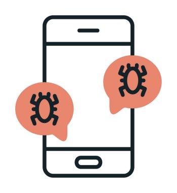 akıllı telefon virüslerle enfekte, vektör illüstrasyonu basit tasarım