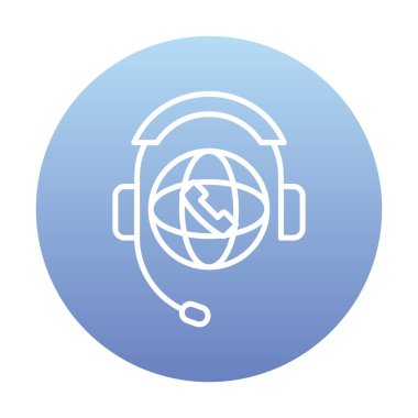 Basit Dünya Çağrı Merkezi Desteği simgesi, vektör illüstrasyonu