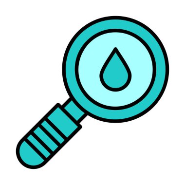 Loupe ikonu. Büyüteçteki su damlasının vektör çizimi