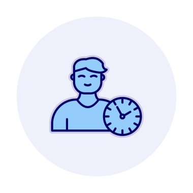 Saat simgesi olan adam, Zaman Yönetimi sembolü, vektör illüstrasyonu 