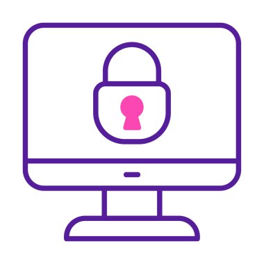 Basit Bilgisayar monitörü Ekran simgesi, vektör illüstrasyonunu kilitle