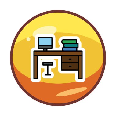 ofis masa simgesi vektör illüstrasyonu