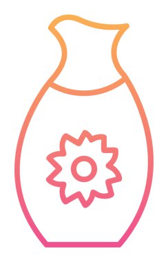 Vektör illüstrasyonu, sakeli kavanoz ikonu, Japon geleneksel alkol içeceği. 