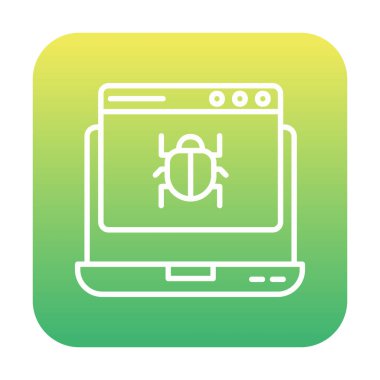 Kötü amaçlı yazılım ikonu vektörü tarafından enfekte edilen basit düz dizüstü bilgisayar