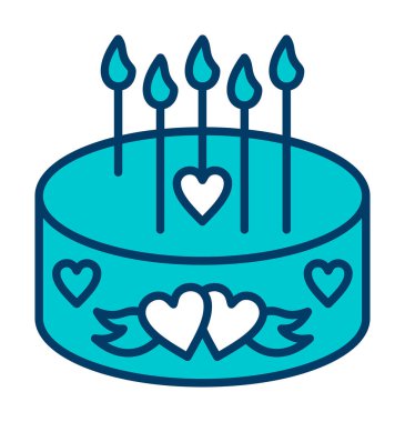 Mumlar ve kalpler ikon vektör illüstrasyon tasarımlı pasta