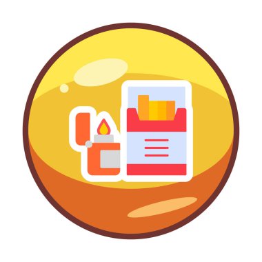 Sigara ve daha hafif ikonlu tütün sembolü, vektör illüstrasyonu 