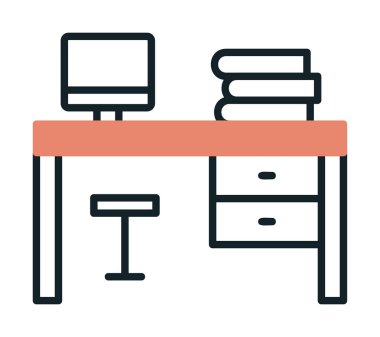 ofis masa simgesi vektör illüstrasyonu