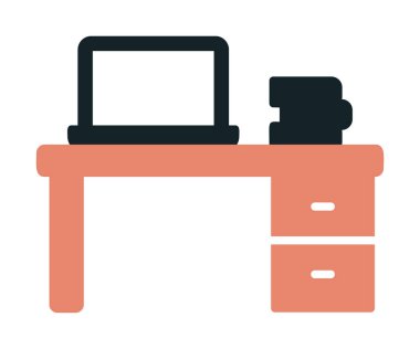 Ofis masa simgesinin vektör illüstrasyonu 