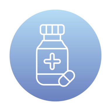 İlaç ikonlu ilaç şişesinin vektör çizimi