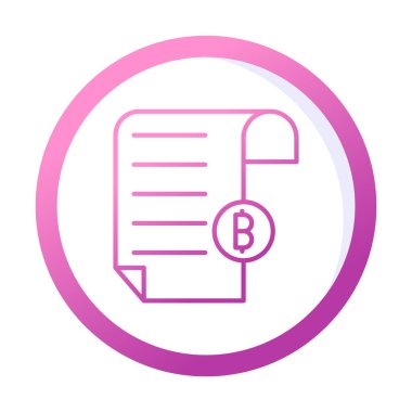 Bitcoin imzalı fatura simgesinin vektör illüstrasyonu 