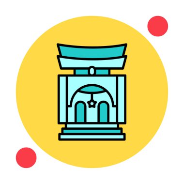 Basit antik Asya Tapınağı simgesi, vektör illüstrasyonu