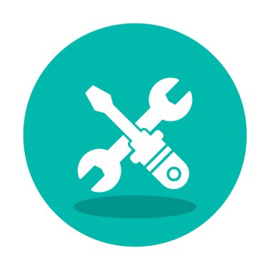 İngiliz anahtarı ve tornavida ikonu. Web için araç vektör simgesinin özet çizimi                              