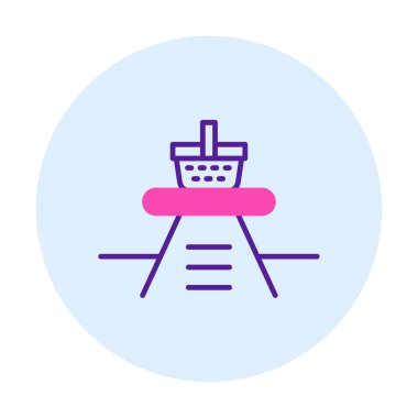 Piknik ikonunda yiyecek içeren sepetin vektör illüstrasyonu 