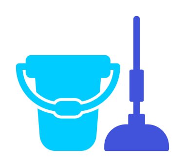 kova ve paspas simgesi, vektör illüstrasyonu  