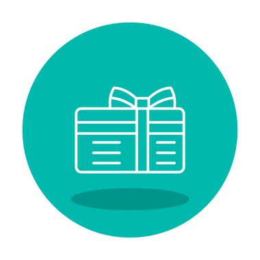 Kurdeleli hediye kutusu ve yay düz simge, vektör illüstrasyonu