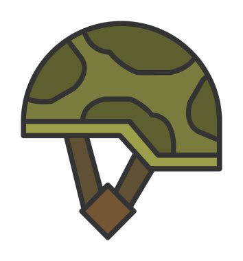 Askeri miğfer vektör renk çizgisi simgesi