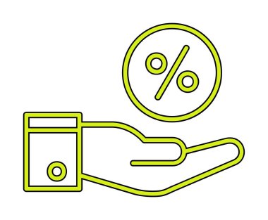 Basit el tutma oranı simgesi, indirim konsepti, vektör illüstrasyonu