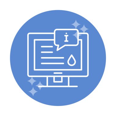 Bilgi simgesi resimli düz bilgisayar ekranı