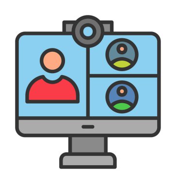 Basit çevrimiçi toplantı simgesi, vektör illüstrasyonu