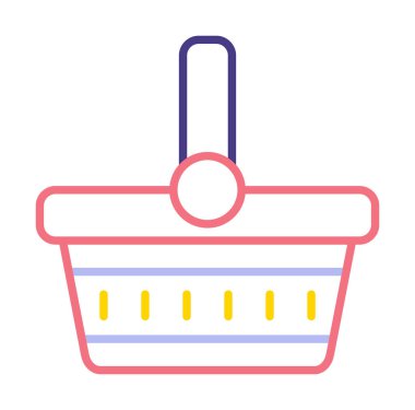 piknik sepeti web simgesi, vektör illüstrasyonu 