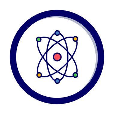 Moda düz biçimli atom simgesi, bilim simgesi vektör illüstrasyonu                     