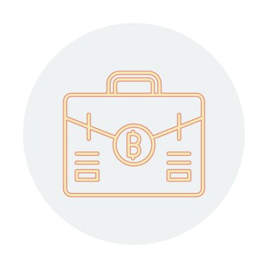 Bitcoin simgesi vektör illüstrasyonlu çanta 