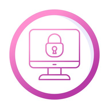 Basit Bilgisayar monitörü Ekran simgesi, vektör illüstrasyonunu kilitle