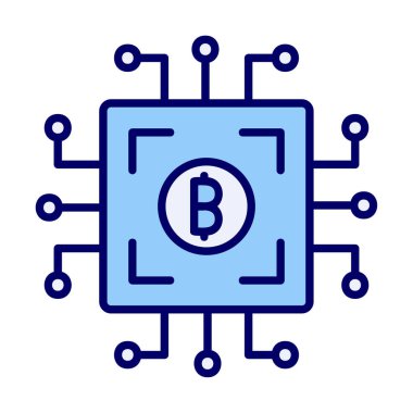 Bitcoin Madeni İşlemcisi (BTC) simgesi, vektör illüstrasyonu 