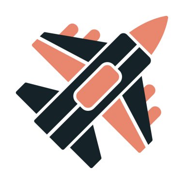 Jet Fighter ikonu. Askeri uçak uçuşu. vektör illüstrasyonu