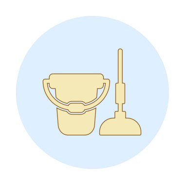 kova ve paspas simgesi, vektör illüstrasyonu  