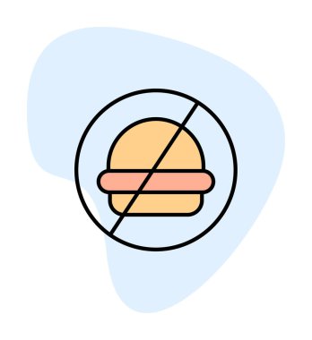 Fast food simgesi yok, vektör illüstrasyonu