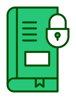 Asma kilit simgesine sahip kitap, vektör illüstrasyon tasarımı, Güvenli Kitap sembolü 