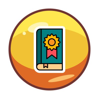 Kitap Madalyası simgesi, vektör illüstrasyonu 