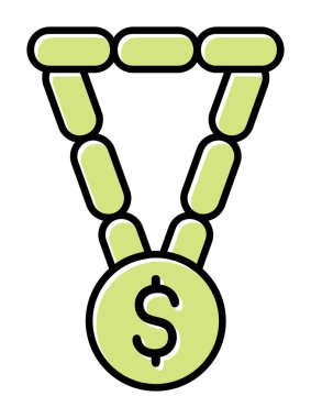 Dolar işaretli bilezik, vektör illüstrasyonu  