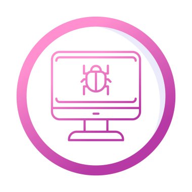 yazılım hatası düz simgesi, vektör illüstrasyonu, Sistem Virüsü 